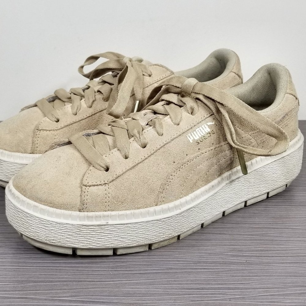 Puma Suede Platform Rugged W Creeper, Safari & Marshmallow, Womens Size 9 / 40
